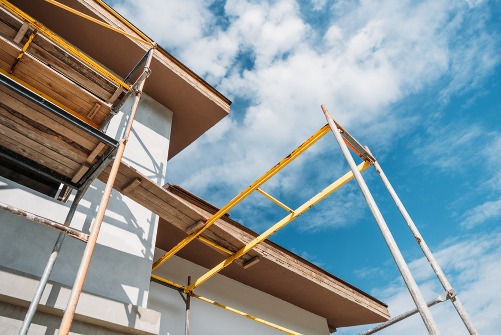 Section of a house being constructed